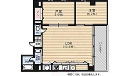 広島電鉄1系統 鷹野橋駅 徒歩12分の賃貸マンション 8階2LDKの間取り