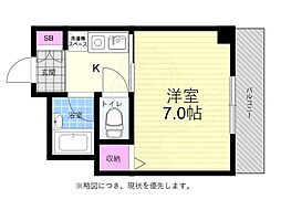 広島電鉄5系統 松川町駅 徒歩4分の賃貸マンション 6階1Kの間取り