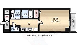 ラフィーネ本川 3階1Kの間取り