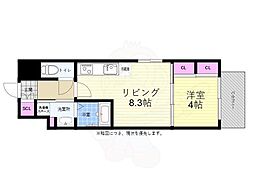 広島電鉄6系統 舟入本町駅 徒歩11分の賃貸マンション 8階1LDKの間取り