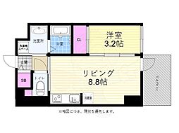 広島電鉄6系統 舟入本町駅 徒歩4分の賃貸マンション 7階1LDKの間取り