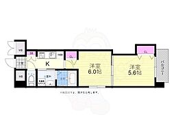 広島電鉄2系統 胡町駅 徒歩9分の賃貸マンション 9階2Kの間取り
