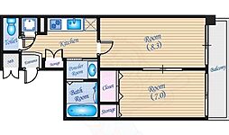 観音町ビル 5階2Kの間取り