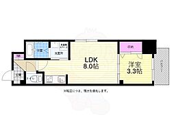 広島電鉄2系統 天満町駅 徒歩3分の賃貸マンション 13階1LDKの間取り