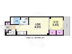 広島電鉄2系統 天満町駅 徒歩3分の賃貸マンション 2階1LDKの間取り