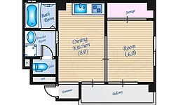 La　Luna 4階1DKの間取り