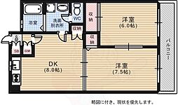 本逕寺ビル 4階2DKの間取り