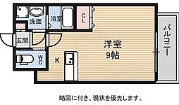 Jgrace堺町 4階ワンルームの間取り