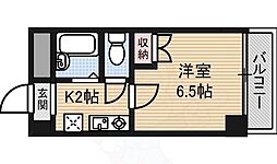 広島電鉄2系統 観音町駅 徒歩4分の賃貸マンション 2階1Kの間取り