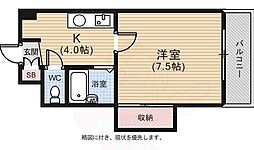 ルミノーソ三篠 4階1Kの間取り