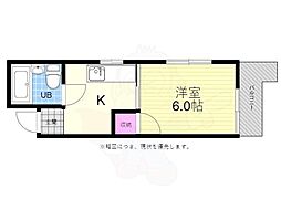 外尾ビル 3階1Kの間取り