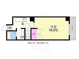広島電鉄2系統 十日市町駅 徒歩4分の賃貸マンション 6階1Kの間取り