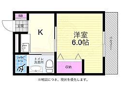 ヤマシタ7ビル 3階1Kの間取り