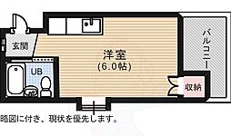 広島電鉄2系統 福島町駅 徒歩18分の賃貸マンション 5階ワンルームの間取り