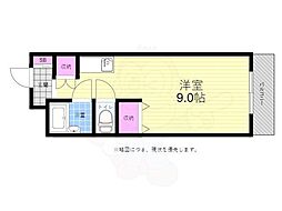 広瀬北ビル 6階ワンルームの間取り