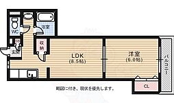 安本第2ビル 1LDKの間取図画像