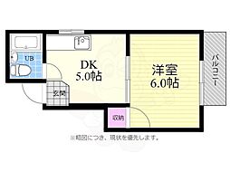 河原町ハイツ 1DKの間取図画像