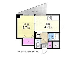セントラルピース 1DKの間取図画像