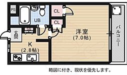 ハルモニア大芝 1Kの間取図画像