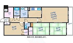 ホウライツルビル 3LDKの間取図画像