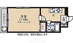 パルコープ三滝 1Kの間取図画像