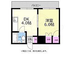和田ビル 1DKの間取図画像