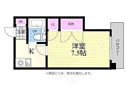 レジデンス三篠 1Kの間取図画像