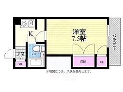 レジデンス三篠 1Kの間取図画像