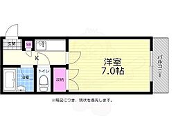 ベルパッソ三篠 1Kの間取図画像