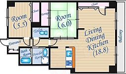 ダイヤモンドビュー 2LDKの間取図画像