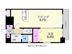 グラビスコート広島駅前通り 1LDKの間取図画像