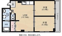 第二三田尾ビル 2LDKの間取図画像
