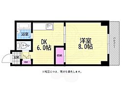 コーポ西翠 1DKの間取図画像