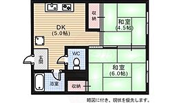 幟パークハイツ 2DKの間取図画像
