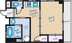 フラーリッシュ舟入南 1DKの間取図画像