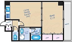 CRESCENT石本 1LDKの間取図画像