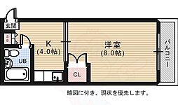 サムソン都町 1Kの間取図画像