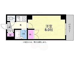 カルティエ城北通り 1Kの間取図画像