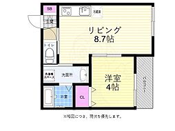 アーデル牛田新町B棟 1LDKの間取図画像