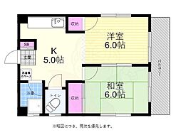 亀田ビル 2DKの間取図画像