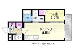グラン庚午北 1LDKの間取図画像