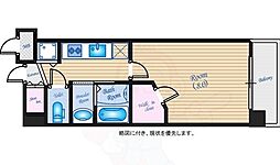 グラビスコート舟入中町 1Kの間取図画像
