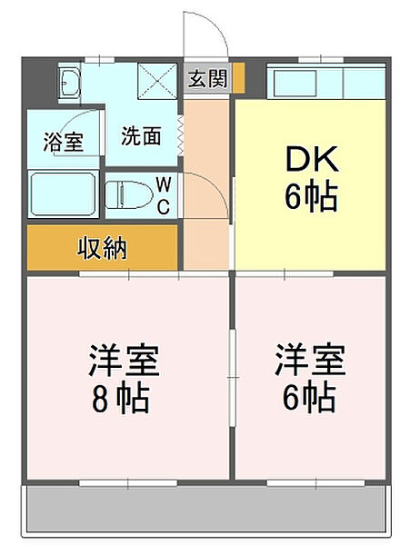 マンションハーヴェストII 201｜静岡県磐田市富丘(賃貸マンション2DK・2階・43.00㎡)の写真 その2