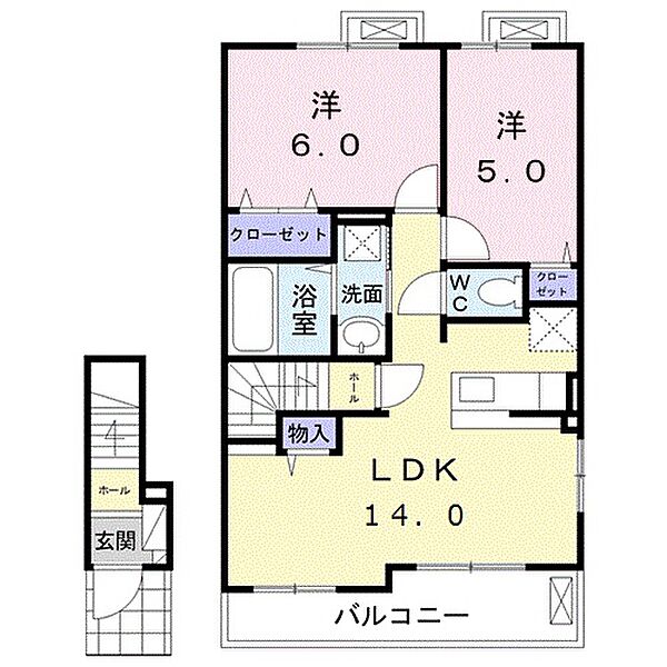 ジールＡ 202｜静岡県袋井市高尾(賃貸アパート2LDK・2階・57.55㎡)の写真 その2