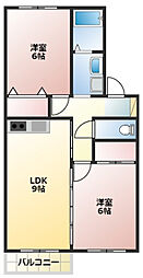 セジュールハピネスA 2LDKの間取図画像