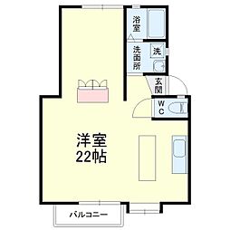 エスポワヒルズ ワンルームの間取図画像