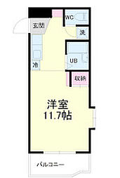 アップル第3マンション ワンルームの間取図画像