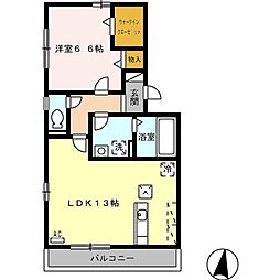 サニーコートB 1LDKの間取図画像