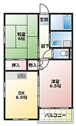 ヴィアーレ・ダイセンカク 2DKの間取図画像
