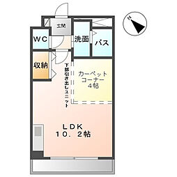 ヒルズ・ヴィレッジ ワンルームの間取図画像